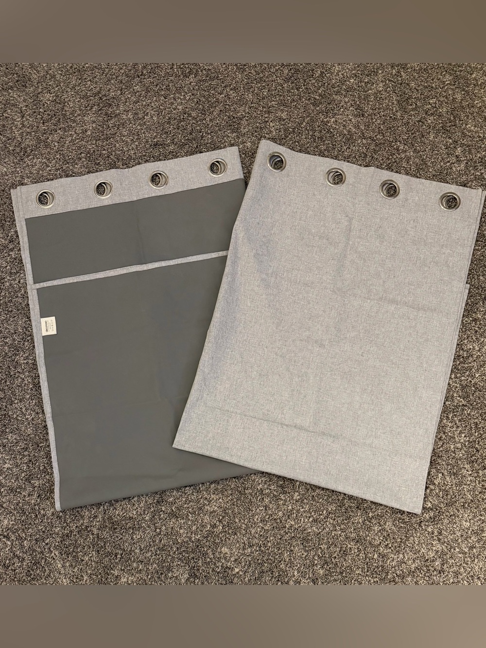Gray Blackout Linen Curtain Panel Set with  Grommets